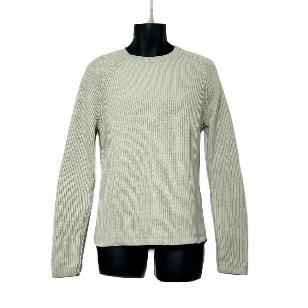 Gap Mens Long Sleeve Light Beige Sweater Crew Neck Thick Warm 100% Cotton Size M